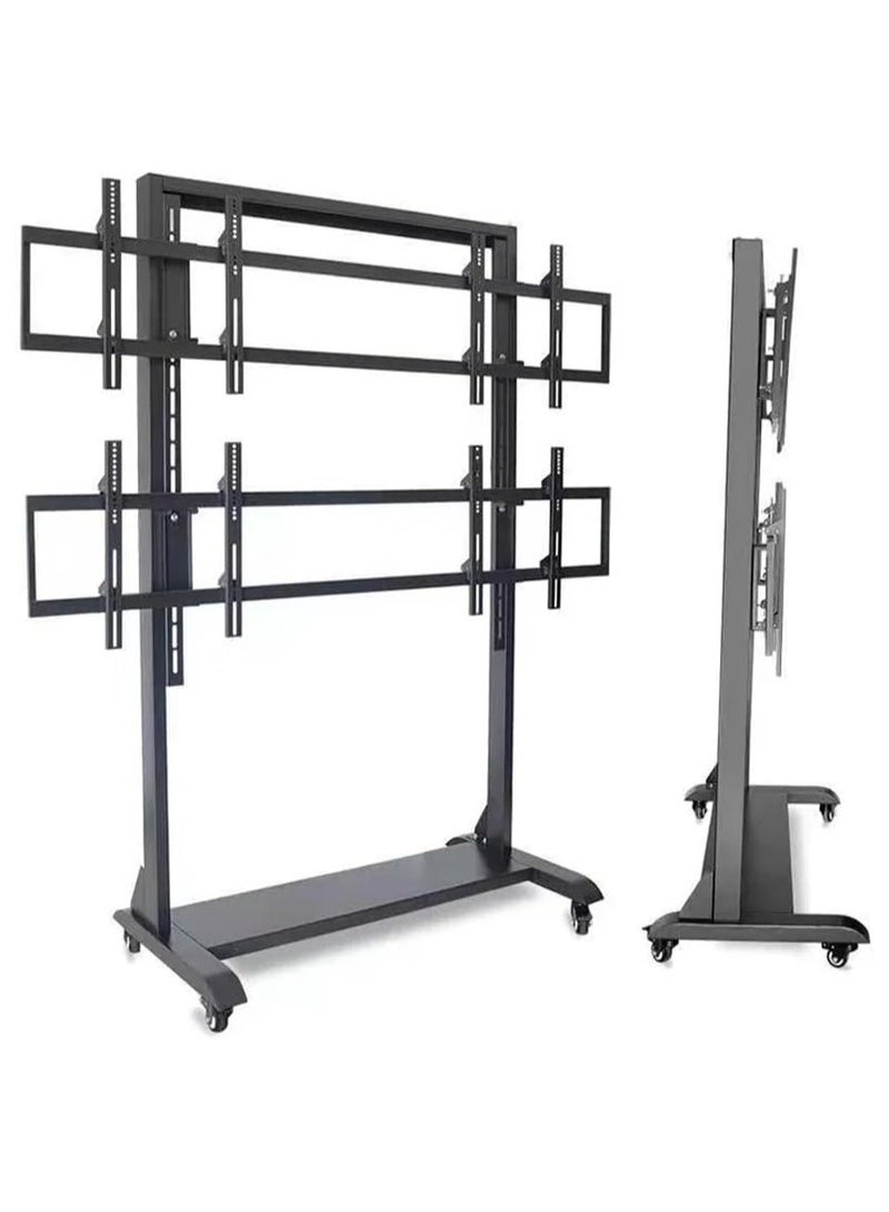سكيل تك عربة حائط فيديو بأربع شاشات، حامل تلفزيون متنقل لأربع شاشات تتراوح بين42 حتى55 بوصة، حامل متحرك عالي التحمل مع ارتفاع قابل للتعديل، وإمالة وإدارة الكابلات للمكتب أو غرفة التحكم أو الأحداث - SH-8565VFS. - Image 1