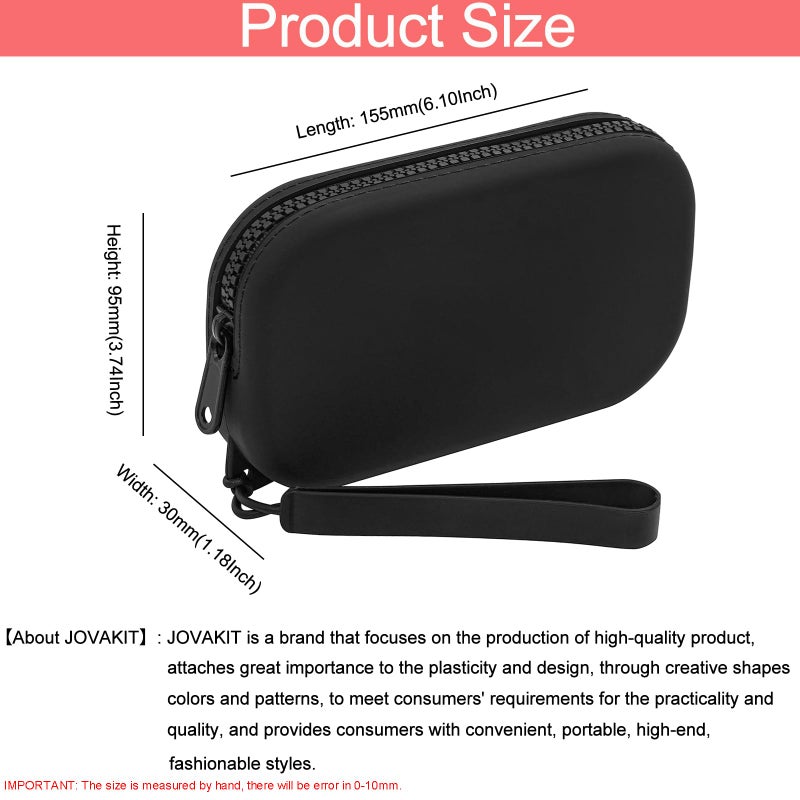 Jovakit Small Portable Silicone Makeup Bag For Women  Travel Waterproof Toiletry Cosmetic Bag Gifts For Women  Zipper Closure Makeup Case With Handle (Black) - Image 3