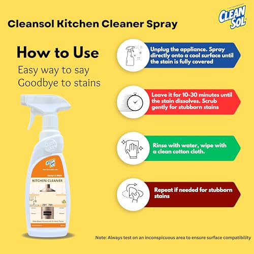 Cleansol Kitchen Cleaner Spray – Oil & Grease Stain Remover for Stove, Chimney, Countertops, Tiles & Sink | Non-Toxic, Non-Flammable Degreaser for Kitchen Surfaces – 500ml - Image 5