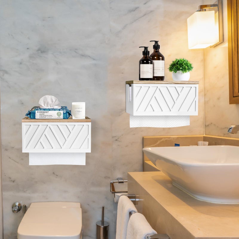 Jorkol Set of 2 Paper Towel Dispenser Wall Mount, Paper Towel Holder Wall Mounted with Lid, Solid Wood Commercial C-Fold, Z-Fold, Trifold Hand Paper Towel Holder Hand Towel Holder for Bathroom Kitchen Decor - Image 3