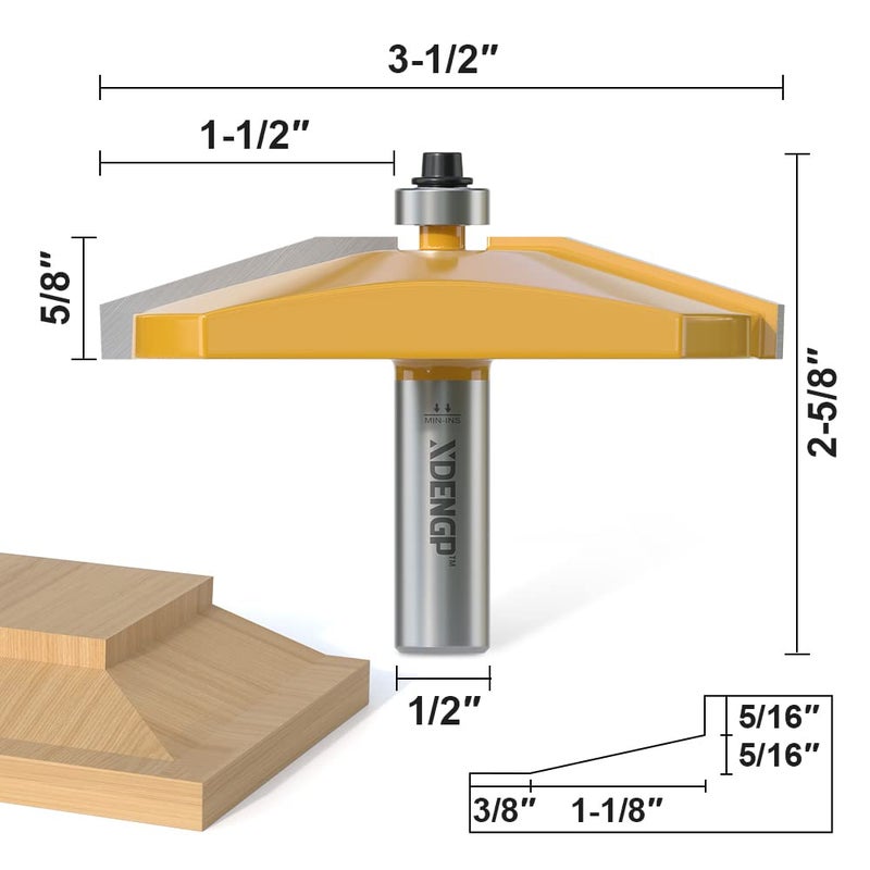 XDENGP Bevel Raised Panel Router Bits 1/2 Shank for Cabinet Door, 3-1/2-Inch Diameter, Shaker Raised Cabinet Door Making Frame Panel Design Router bits Use with Rail and Stile Moulding Router bit - Image 2