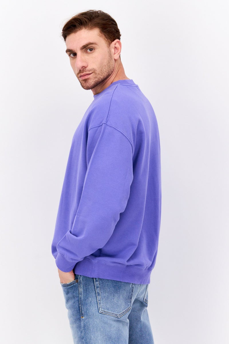Wrangler Men Crew Neck Long Sleeve Brand Logo Sweatshirt, Purple  - Image 3