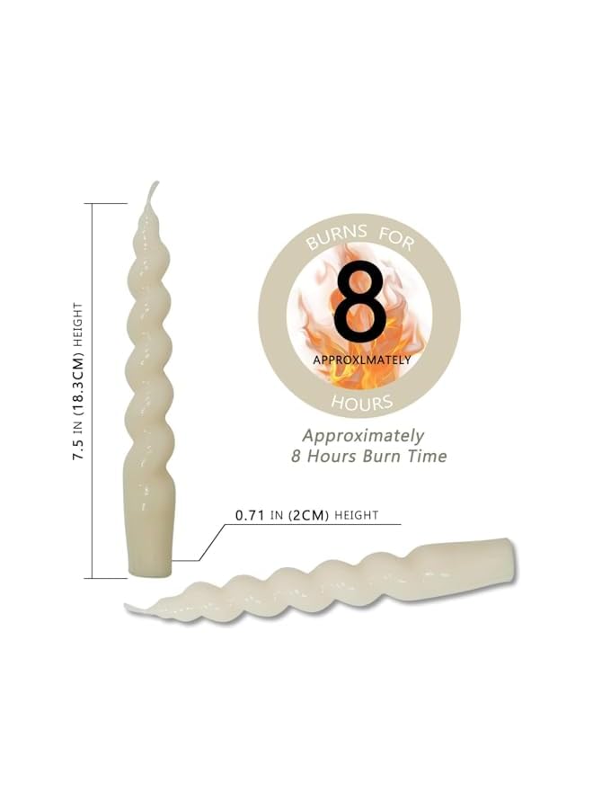 Green Tiger White Taper Candles, 2 Pack Handmade Dripless Taper Candles, Unscented Flameless Spiral Twisted Candles, Dinner Taper Candle for Home Decor, Weddings and Festive Seasons Holiday - Image 5