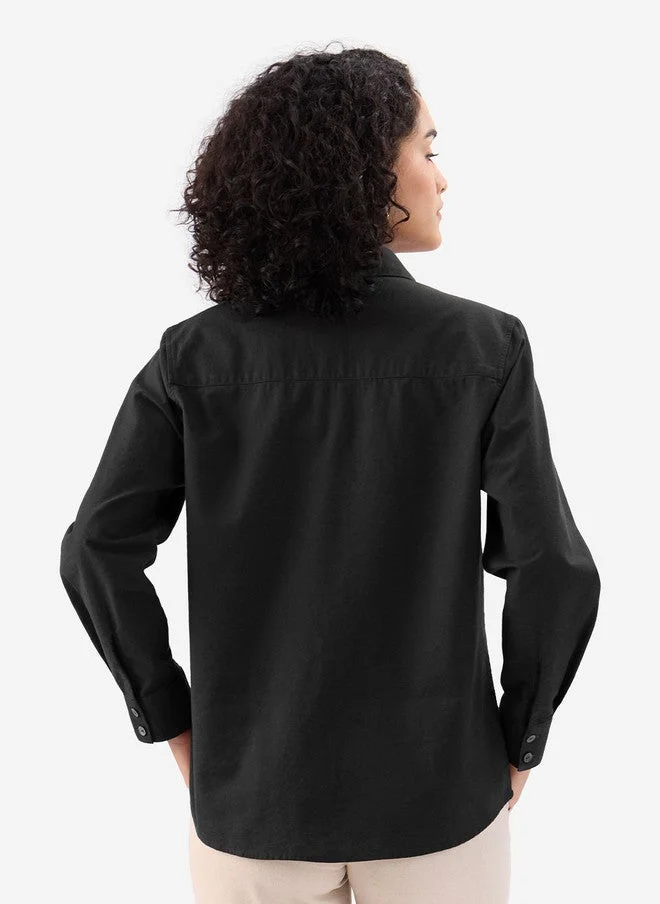 The Souled Store  The Souled Store Women Black Solid Cotton Regular Fit Shirt  | Best Price UAE
