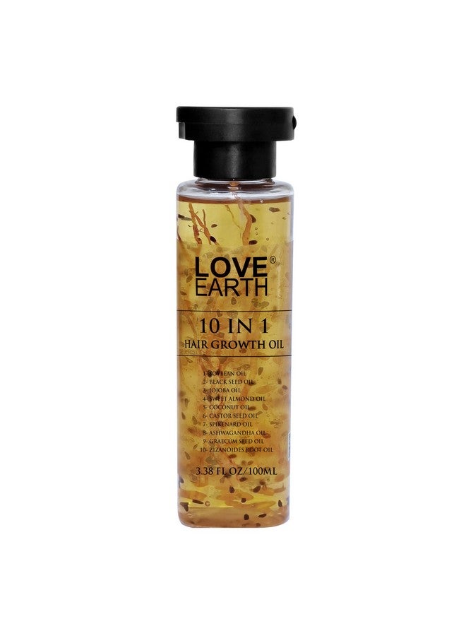 Love Earth Love Earth 10 In 1 Hair Growth Oil|Soybean Oil, Black Seed Oil, Jojoba Oil, Sweet Almond Oil, Coconut Oil, Castor Seed Oil, Spikenard Oil, Ashwagandha Oil, Graecum Seed Oil, Zizanoides Root Oil|100ml - Image 1
