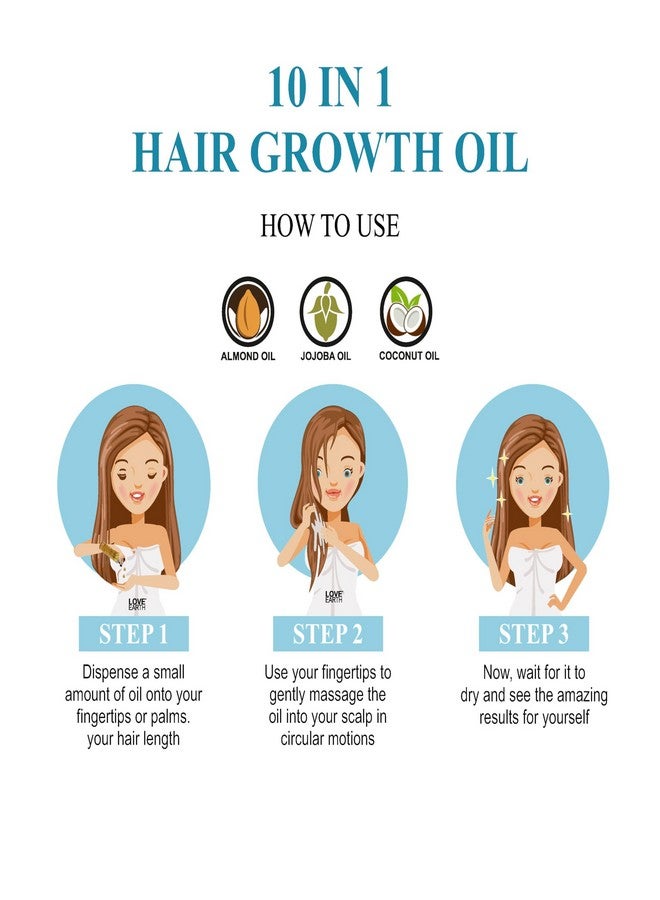 Love Earth Love Earth 10 In 1 Hair Growth Oil|Soybean Oil, Black Seed Oil, Jojoba Oil, Sweet Almond Oil, Coconut Oil, Castor Seed Oil, Spikenard Oil, Ashwagandha Oil, Graecum Seed Oil, Zizanoides Root Oil|100ml - Image 4
