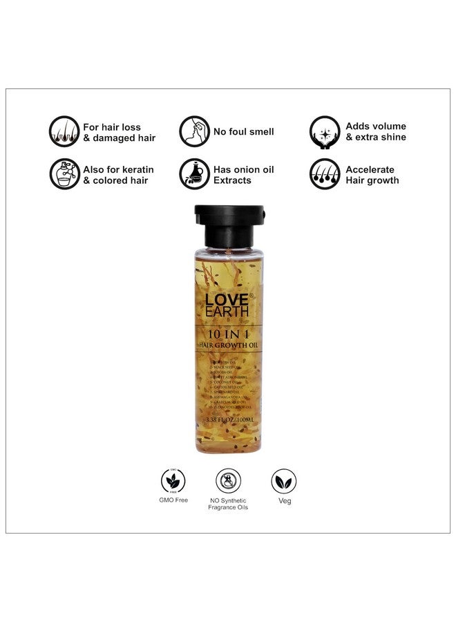 Love Earth Love Earth 10 In 1 Hair Growth Oil|Soybean Oil, Black Seed Oil, Jojoba Oil, Sweet Almond Oil, Coconut Oil, Castor Seed Oil, Spikenard Oil, Ashwagandha Oil, Graecum Seed Oil, Zizanoides Root Oil|100ml - Image 3