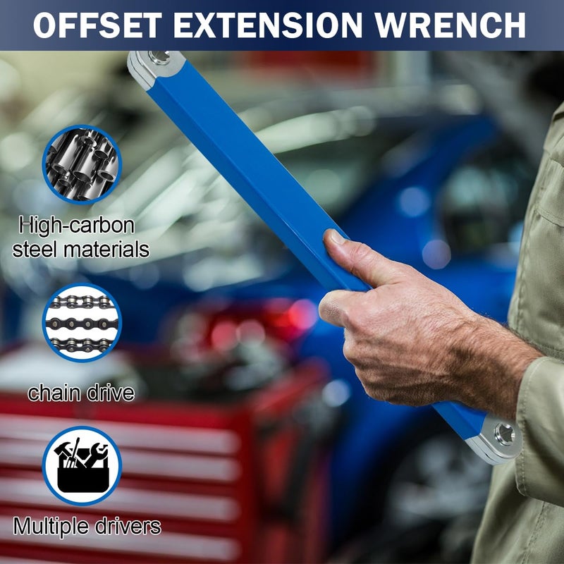 Zzyyldu Offset Extension Wrench,15 inch Impact Ready Extension Wrench Tool With 1/4", 3/8", And 1/2" Square Drive Adaptersï¼ŒZero Degree Ratchet Extension set - Image 5