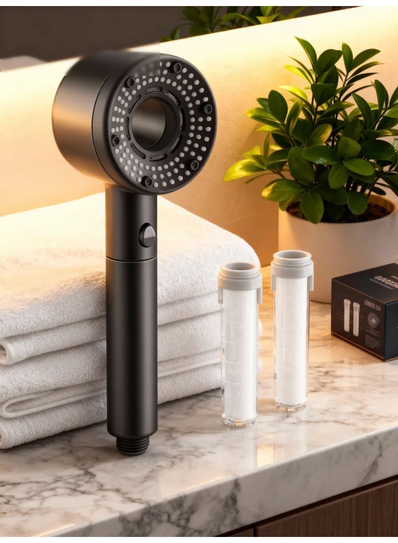 رأس دش محمول  مع فلتر – ضغط ماء عالي، 5 أوضاع رش، فلتر PP بالفحم، يقلل تساقط الشعر، يحمي البشرة، يشمل 2 فلتر إضافي - Image 2