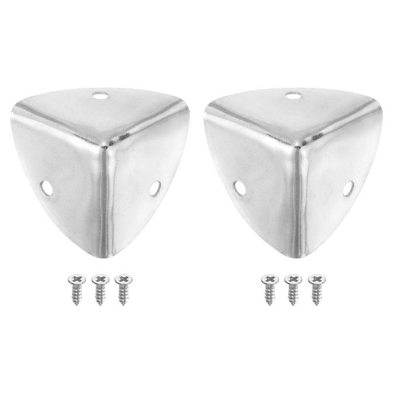 sourcing map 2 Pcs Decorative Box Corner Cover, 40mm Metal Edge Guard, Furniture Corner Edges Protector with Screws, Silver