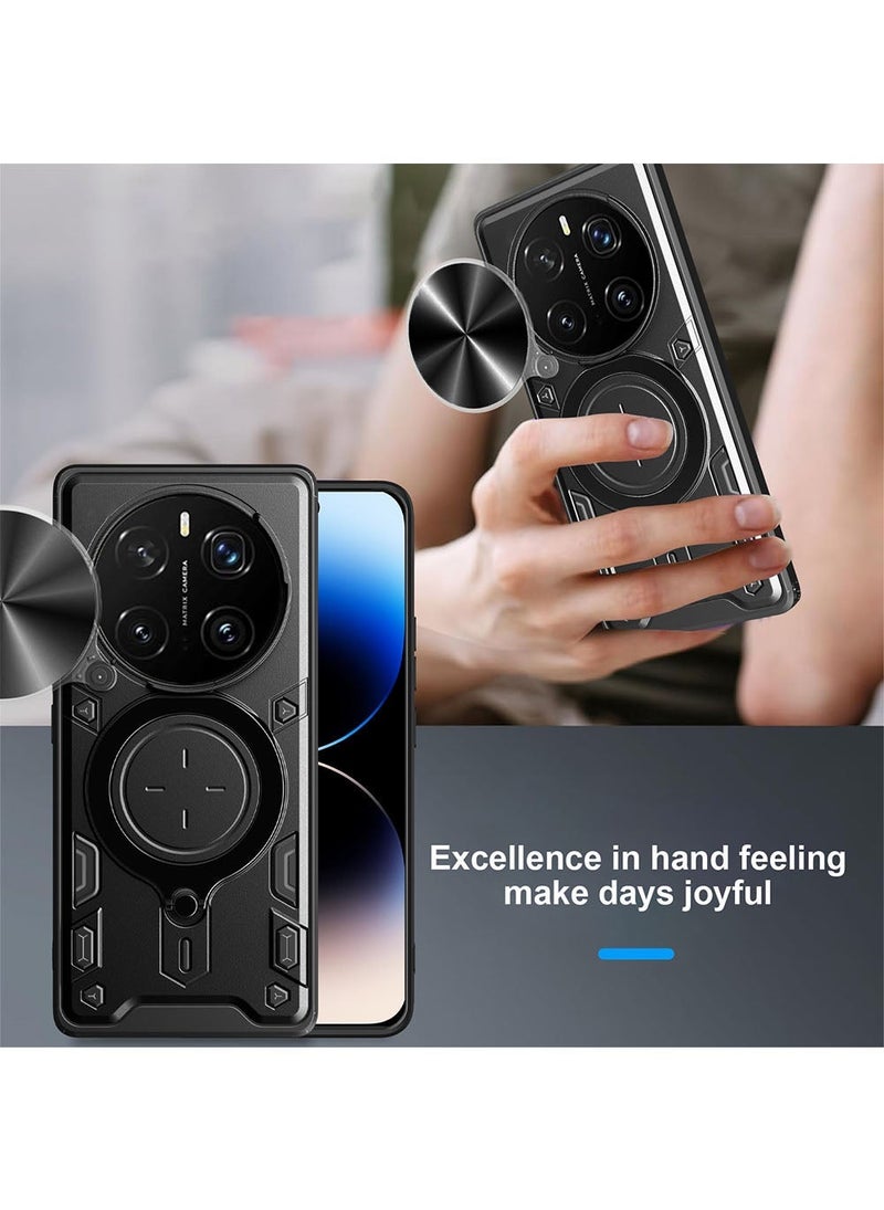 Case for Honor Magic 7 Pro with Sliding Camera Cover, Kickstand, PC+TPU Dual-Layer Back Cover,Black - Image 5