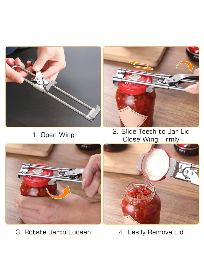 Oasisgalore Adjustable Jar Opener for Weak Hands, Multifunctional Stainless Steel Lid Gripper for Jars and Bottles. - Image 3