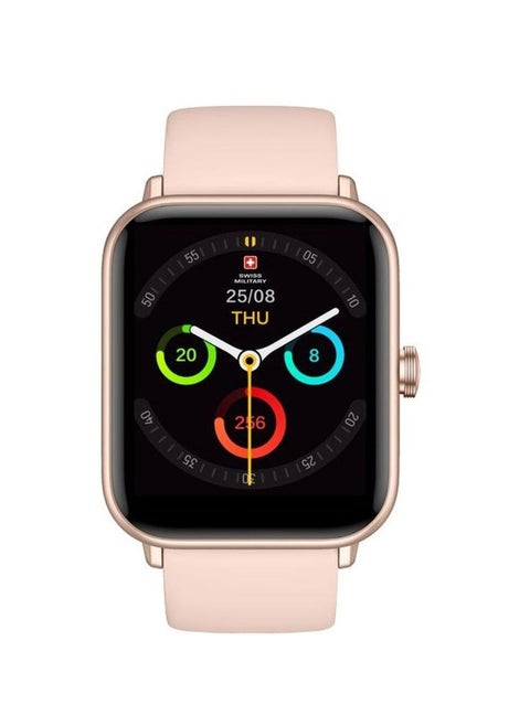 Swiss Military Alps Smart watch,100 Songs Storage, Heart Rate/Stress/Blood Pressure/Oxygen level Monitoring, Water Resistance: IP67, Battery Life 5to7 Days, Compatibility: IOS/Android-Pink