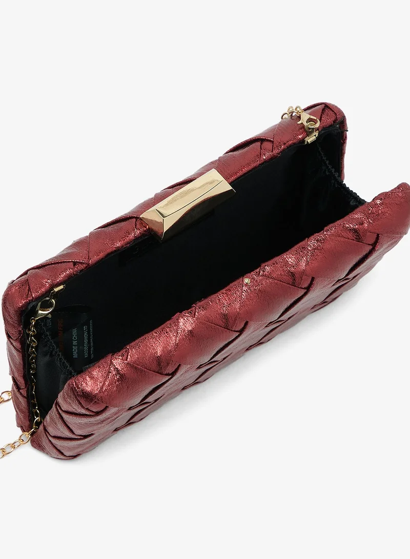 Glamorous METALLIC RED Casual Structured Clutch for Women | Best Price UAE