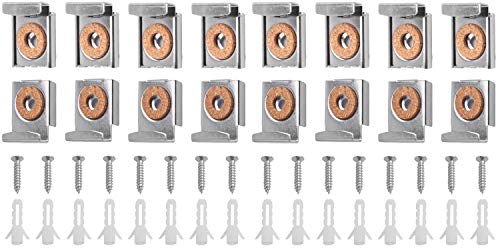 Aylifu Mirror Hanger Clips Set, 4Sets (16 Pieces) Unframed Mirror Mount Clips, Metal Spring Loaded Mirror Hanger Clips with Screws and Rawl Plugs - Image 1