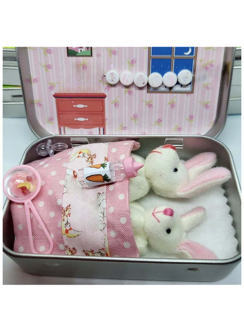 general Kids Plush Toy in Tin Box - Mini Rabbit Stuffed Animal Portable Storage Case Gift for Children - Image 2