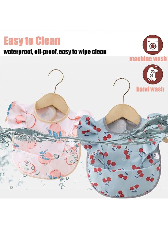 meayul 2 Pack Baby Bib, Feeding Bib, Baby Bibs, Adjustable Washable, Soft Waterproof Baby Feeding Bib With Food Catcher Pocket, Toddler Bib For Babies & Toddlers 6-36 Months - Image 3