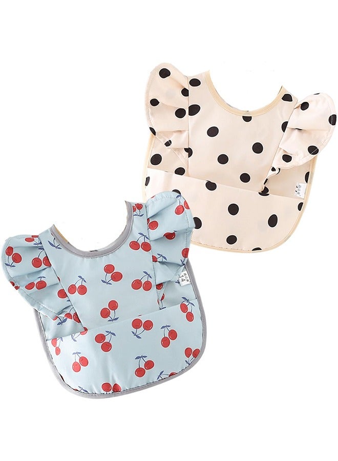 meayul 2 Pack Baby Bib, Feeding Bib, Baby Bibs, Adjustable Washable, Soft Waterproof Baby Feeding Bib With Food Catcher Pocket, Toddler Bib For Babies & Toddlers 6-36 Months - Image 1