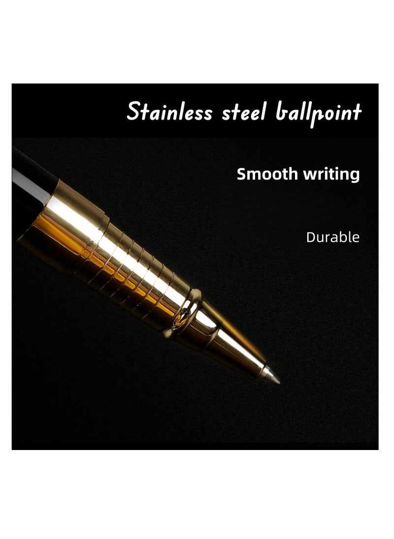 NOVOLAN NOVOLAN Signature Ballpoint Pen, Metal Writing Instrument with 0.5mm Fine Tip, Includes 2 Refills, Stainless Steel Barrel, Smooth Writing with Precision Steel Rollerball, Elegant Faceted Clip (black)  - Image 4