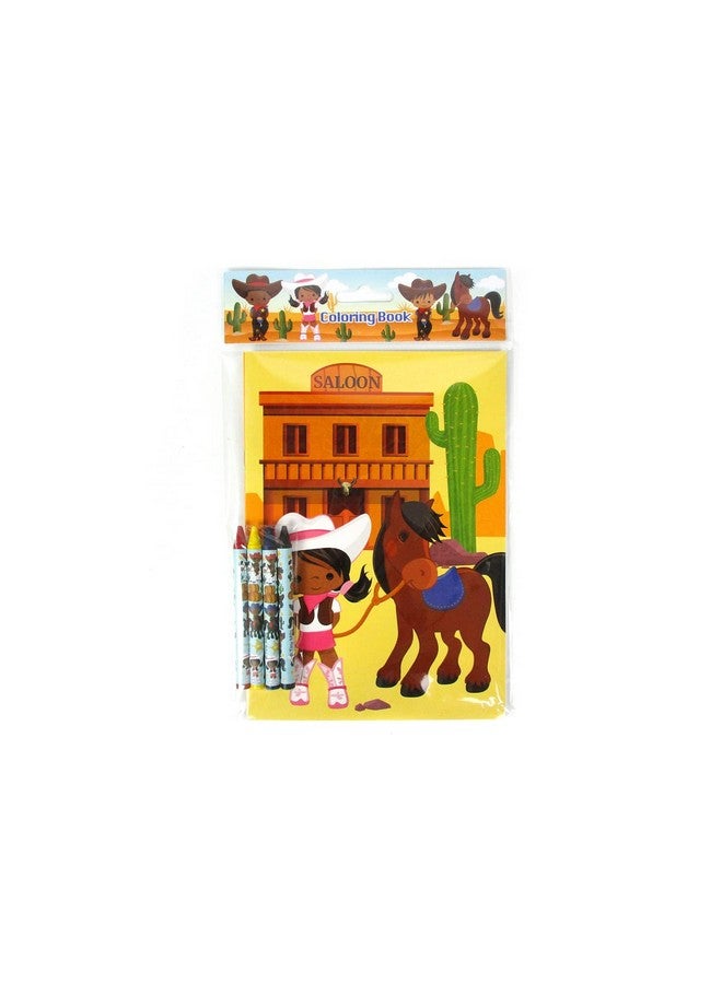 TINYMILLS Western Black Cowboys and Cowgirls Coloring Books for Kids with 12 Coloring Books and 48 Crayons Western Party Favors, Goody Bag Filler - Image 5