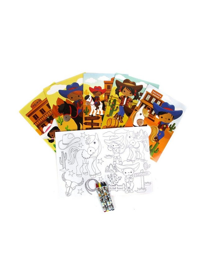 TINYMILLS Western Black Cowboys and Cowgirls Coloring Books for Kids with 12 Coloring Books and 48 Crayons Western Party Favors, Goody Bag Filler - Image 4