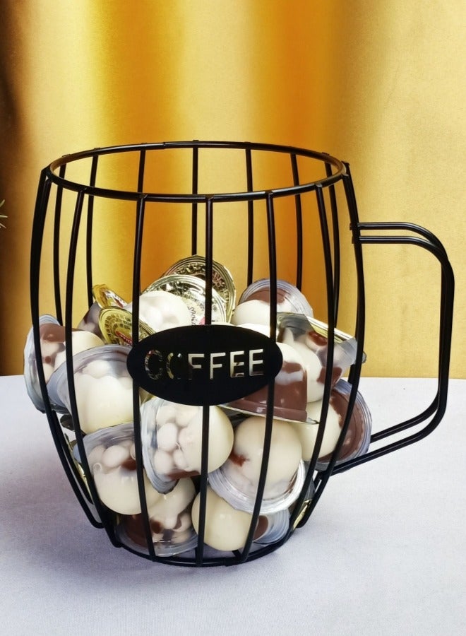 XiuWoo Coffee Capsule And Tea Bag Holder Storage Basket Storage Rack - Black  - Image 2
