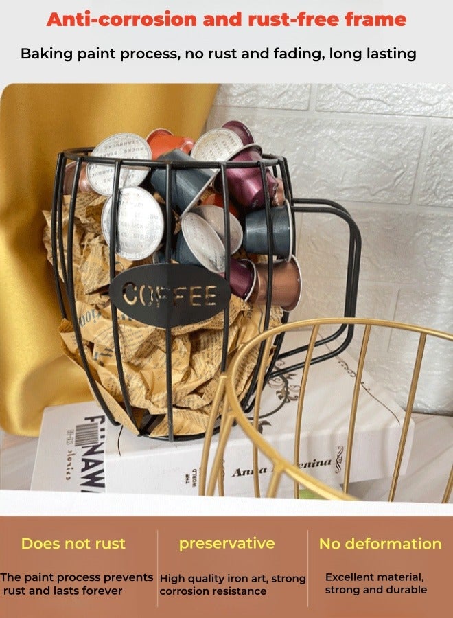 XiuWoo Coffee Capsule And Tea Bag Holder Storage Basket Storage Rack - Black  - Image 5