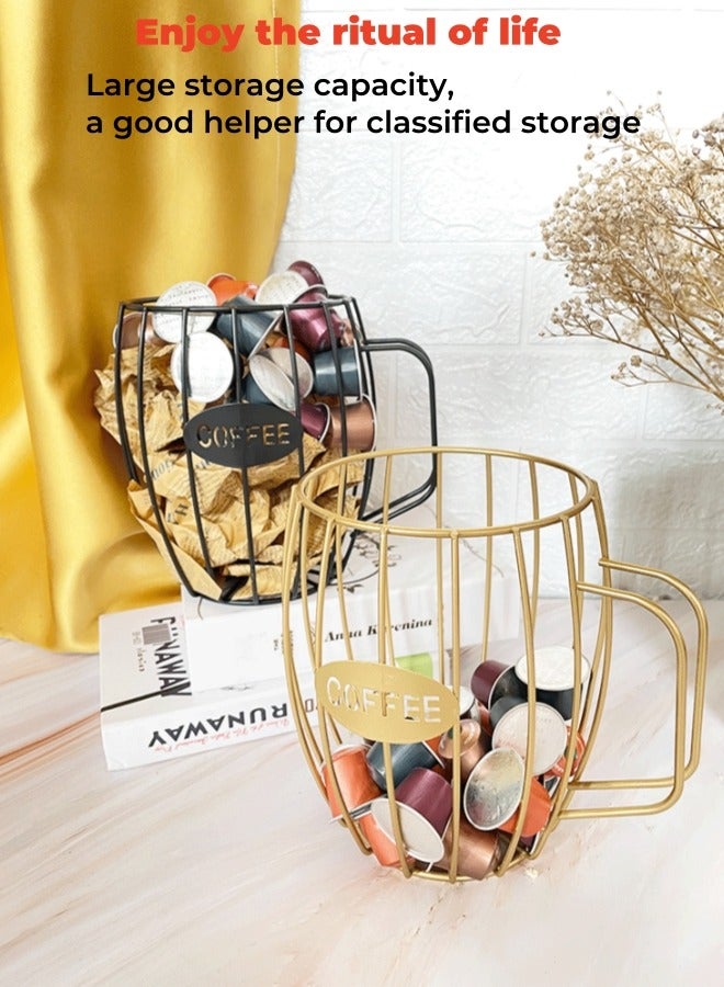 XiuWoo Coffee Capsule And Tea Bag Holder Storage Basket Storage Rack - Black  - Image 4