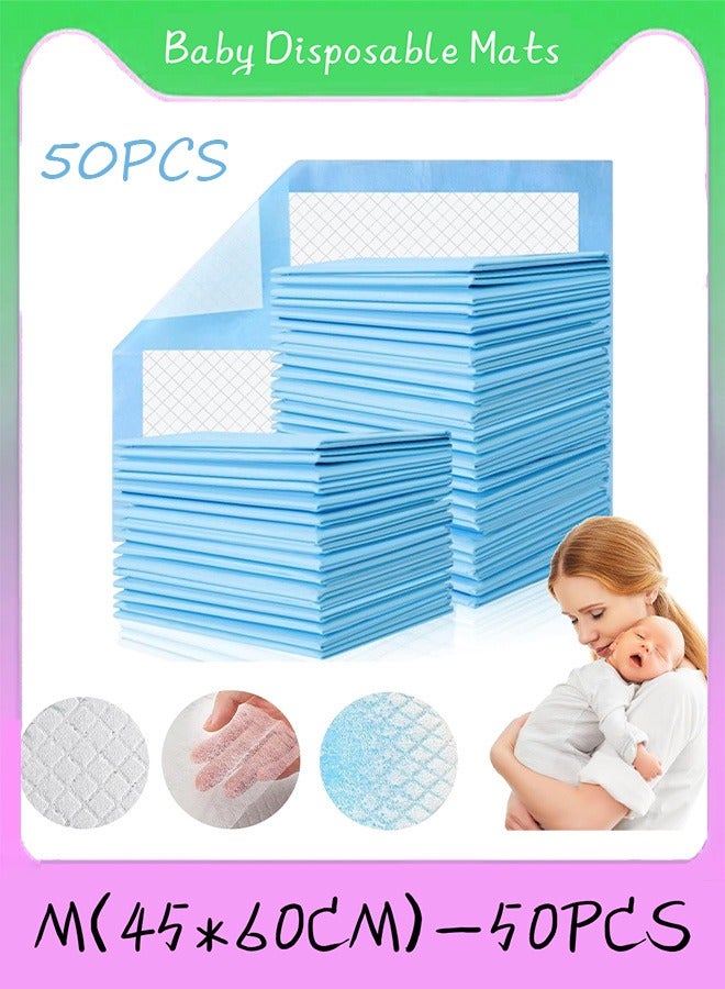 50PCS Baby Disposable Underpad Incontinence Changing Pad Baby Diapers Newborn Pads Soft Breathable Waterproof Leak Proof Quick Absorb(45*60cm)  - Image 1