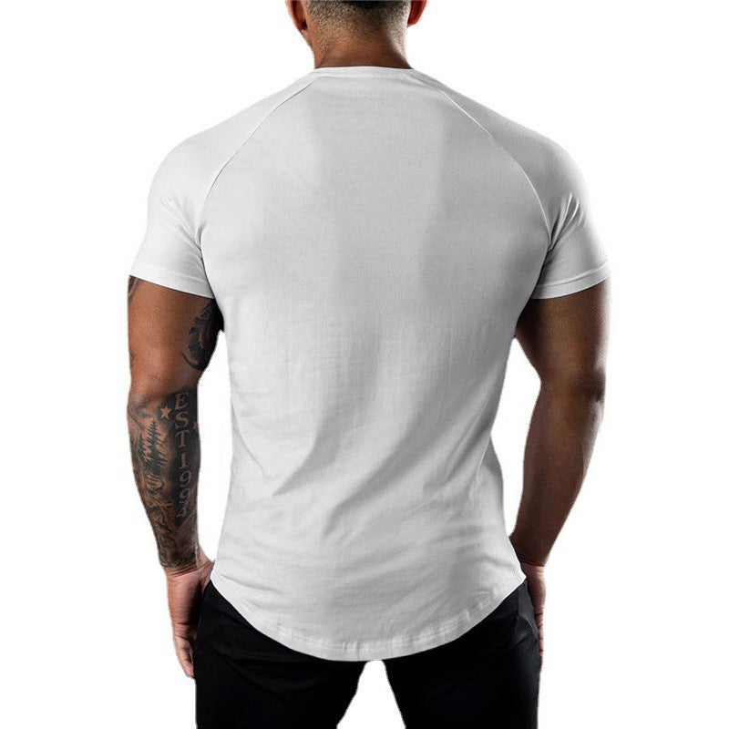 Muscle Men''s Fitness Short-sleeved and Men''s Tight T-shirt Cotton Elastic Summer Fitness Short-sleeved T-shirt Trendy - Image 3