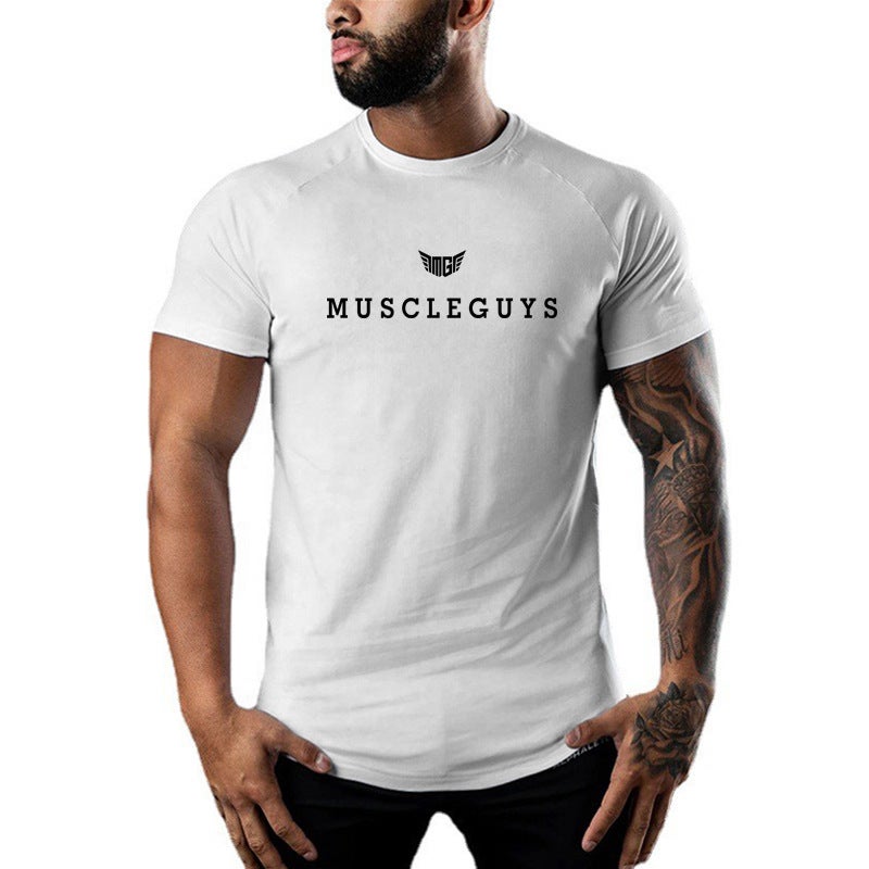 Muscle Men''s Fitness Short-sleeved and Men''s Tight T-shirt Cotton Elastic Summer Fitness Short-sleeved T-shirt Trendy - Image 2