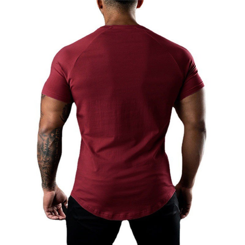 Muscle Men''s Fitness Short-sleeved and Men''s Tight T-shirt Cotton Elastic Summer Fitness Short-sleeved T-shirt Trendy - Image 5