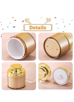 Excefore Golden Refillable Vacuum Pump Cream Jar Side Leaking 1.0 oz 30ml Empty Bottle Cosmetic Air Pump Jars Travel Containers Lotion Cream Dispenser for Creams Lotion Moisturizer, 3 Pack  - Image 4
