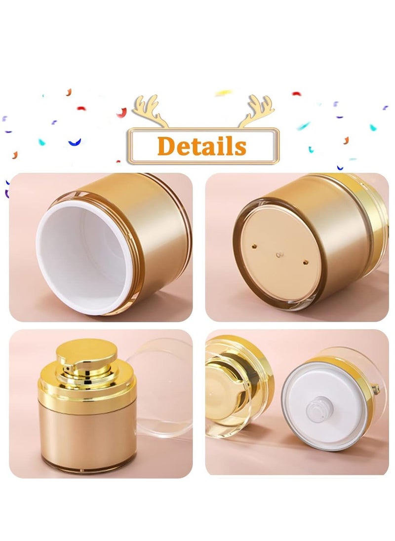 Excefore Golden Refillable Vacuum Pump Cream Jar Side Leaking 1.0 oz 30ml Empty Bottle Cosmetic Air Pump Jars Travel Containers Lotion Cream Dispenser for Creams Lotion Moisturizer, 3 Pack  - Image 4