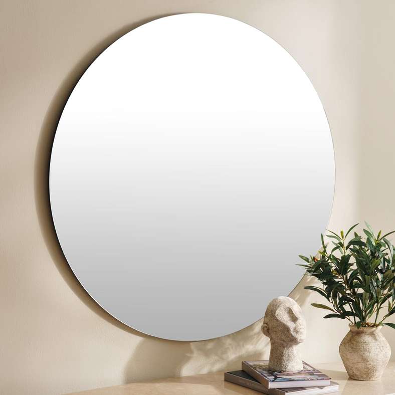 Pan Home مرآة حائط دائرية بدون إطار 101.6x2x101.6 سم - شفافة - Image 1
