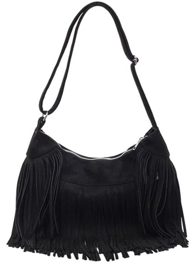 EMGILL Vintage Suede Fringe Purse for Women Western Cowgirl Crossbody Bag Hobo Bags Long Tassel Hippie Shoulder Handbag - Image 1