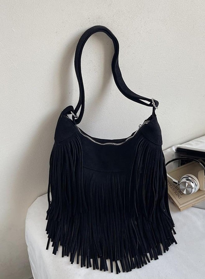 EMGILL Vintage Suede Fringe Purse for Women Western Cowgirl Crossbody Bag Hobo Bags Long Tassel Hippie Shoulder Handbag - Image 4