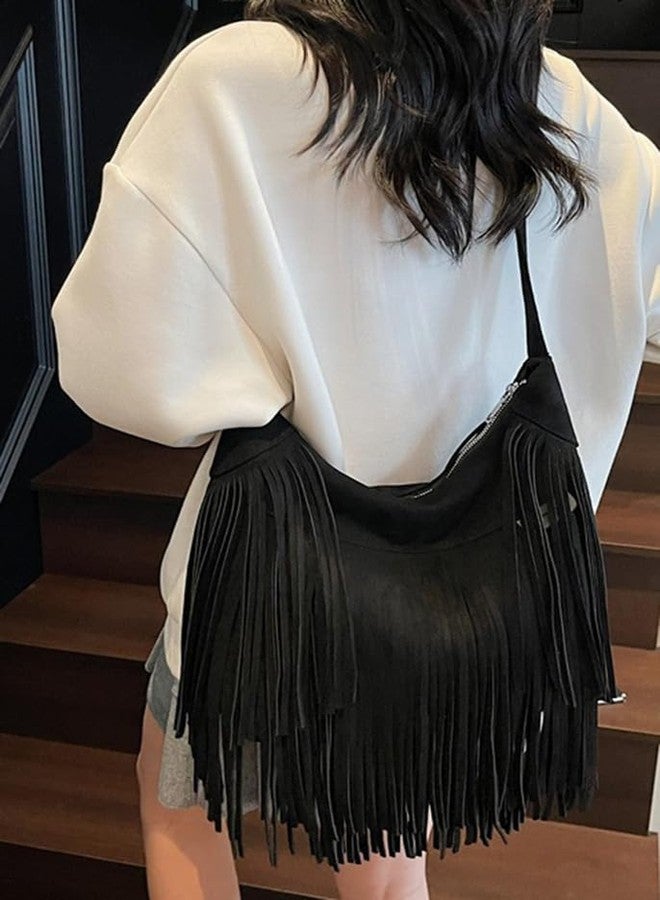 EMGILL Vintage Suede Fringe Purse for Women Western Cowgirl Crossbody Bag Hobo Bags Long Tassel Hippie Shoulder Handbag - Image 3