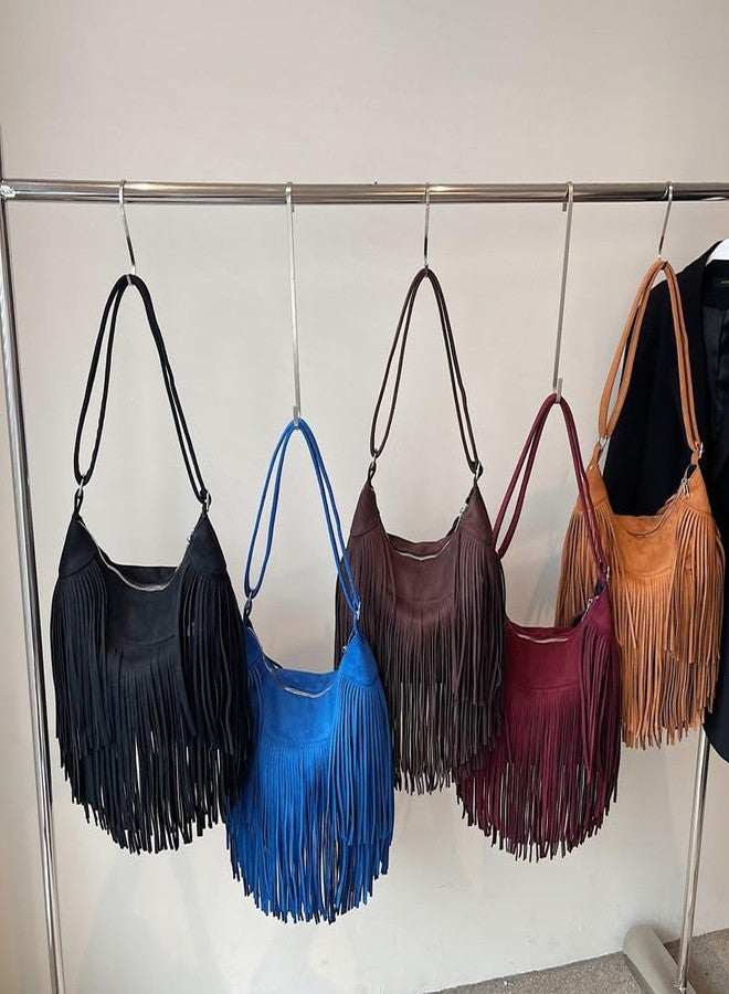 EMGILL Vintage Suede Fringe Purse for Women Western Cowgirl Crossbody Bag Hobo Bags Long Tassel Hippie Shoulder Handbag - Image 5