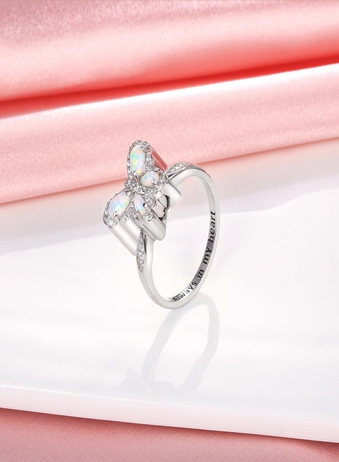 Sariel Opal Butterfly Urn Rings for Ashes of Loved Ones 925 Sterling Silver Cremation Keepake Rings Memorial Jewelry for Women (US 9) - Image 3