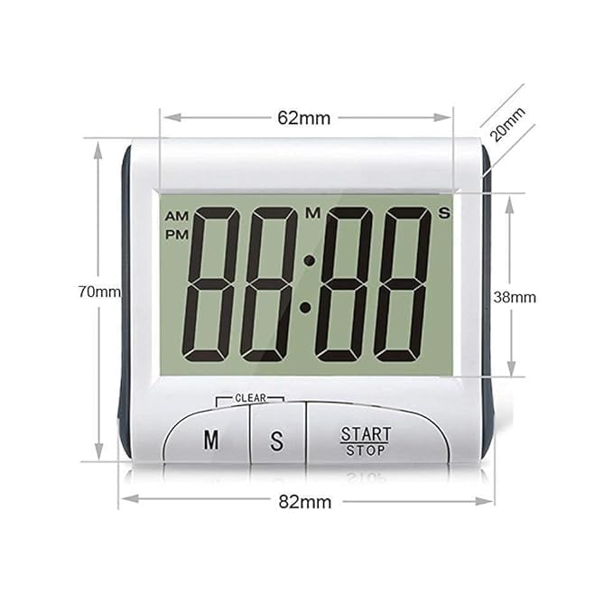 VIRZA TRADE Large Display Kitchen Timer - Digital Timer Magnetic Back Loud Alarm On A Rope- White Cooking Timers for Kitchen Teachers Students Games Kids Meetings - Sports Timer for Workouts Exercise - Image 4