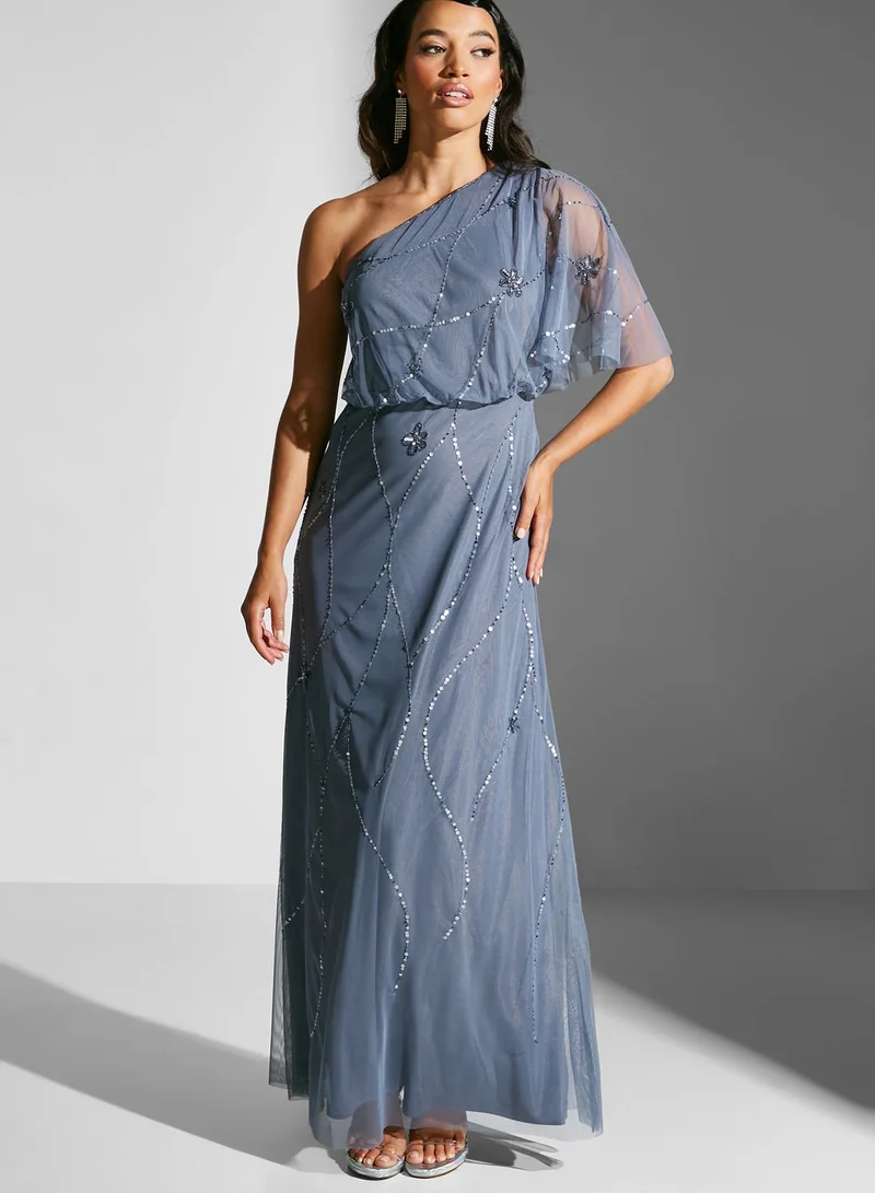 Namshi x Dana One Shoulder Embellished Dress