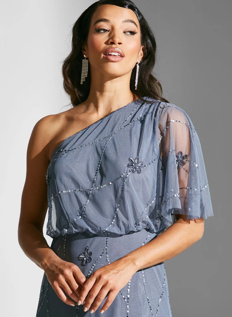Namshi x Dana One Shoulder Embellished Dress