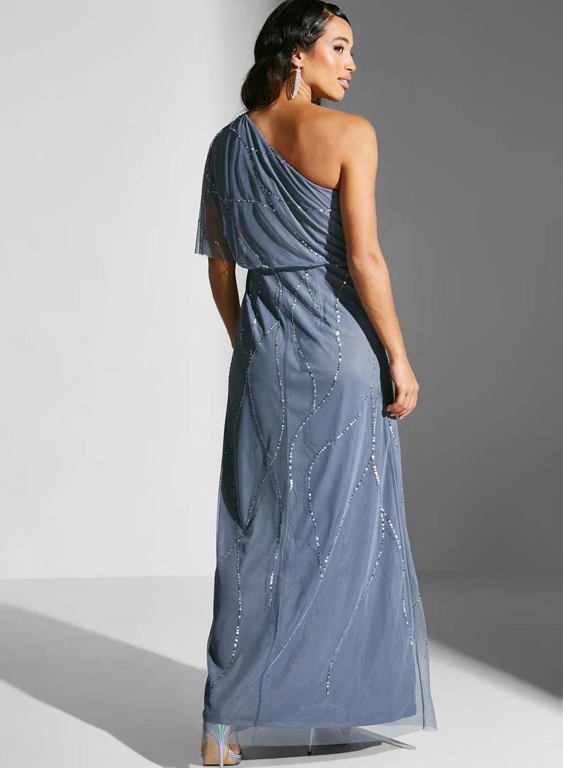 Namshi x Dana One Shoulder Embellished Dress