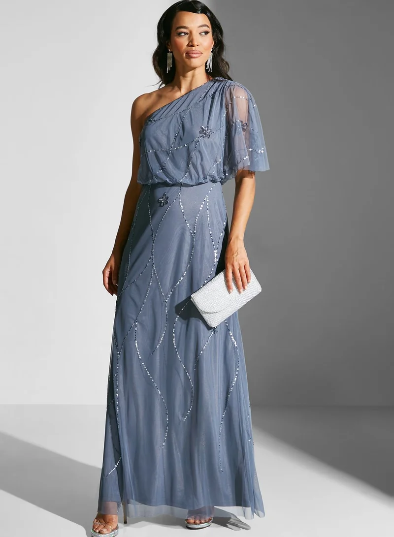 Namshi x Dana One Shoulder Embellished Dress