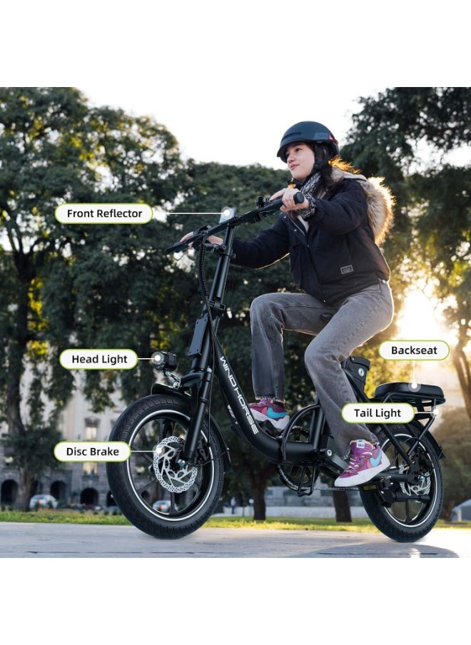 Wind Horse W2B Folding Electric Scooter with 350W High Speed Motor, 36V 8AH Battery, 40 KM/H Speed, 35 KM Range, Dual Disk Brakes, Carbon Alloy Frame, 16-Inch Tires, Front Suspension Fork, Portable Electric Scooter with Dual Seat  - Image 4