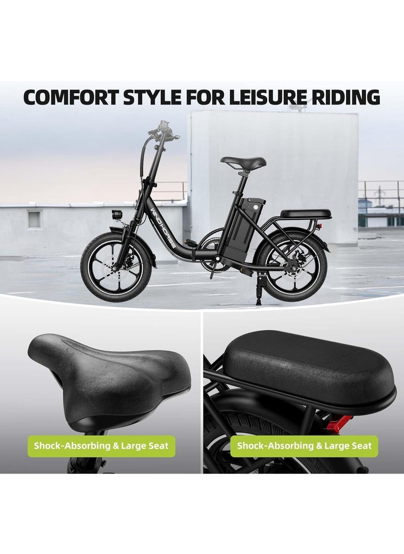 Wind Horse W2B Folding Electric Scooter with 350W High Speed Motor, 36V 8AH Battery, 40 KM/H Speed, 35 KM Range, Dual Disk Brakes, Carbon Alloy Frame, 16-Inch Tires, Front Suspension Fork, Portable Electric Scooter with Dual Seat  - Image 3