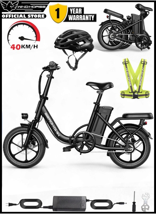 Wind Horse W2B Folding Electric Scooter with 350W High Speed Motor, 36V 8AH Battery, 40 KM/H Speed, 35 KM Range, Dual Disk Brakes, Carbon Alloy Frame, 16-Inch Tires, Front Suspension Fork, Portable Electric Scooter with Dual Seat  - Image 1
