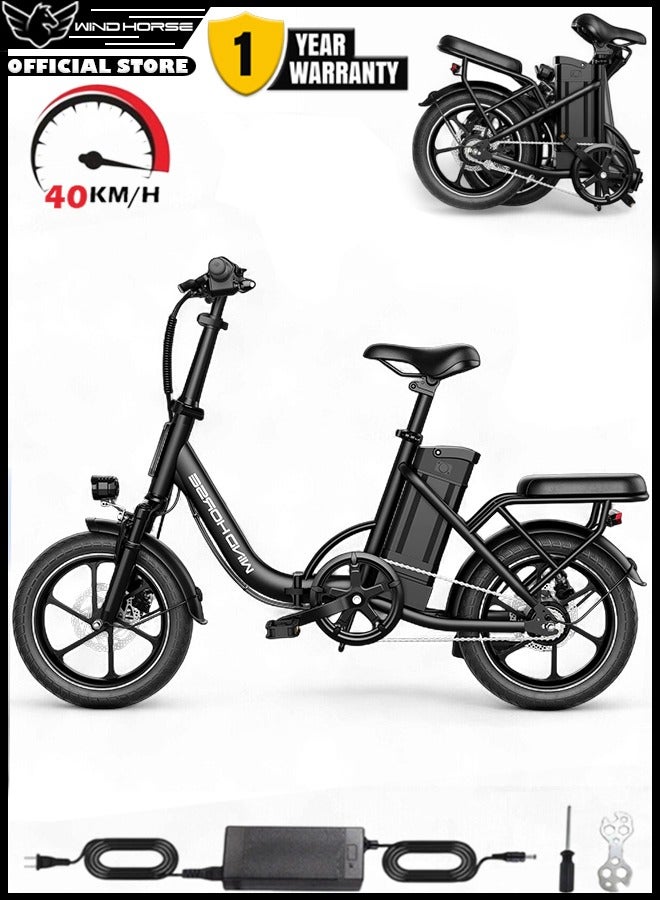 حصان الريح سكوتر كهربائي قابل للطي W2B بمحرك 350 واط عالي السرعة، بطارية 36 فولت 8 أمبير، سرعة 40 كم/ساعة، مدى 35 كم، مكابح قرصية مزدوجة، إطار من سبائك الكربون، إطارات 16 بوصة، شوكة تعليق أمامية، سكوتر كهربائي محمول بمقعدين - Image 1