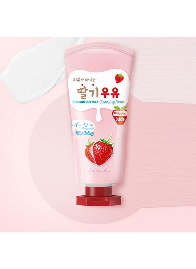 Welcos - Kwailnara Milk Facial Cleansing Foam (120 Ml / 4.06 Fl. Oz) (Strawberry) - Image 1
